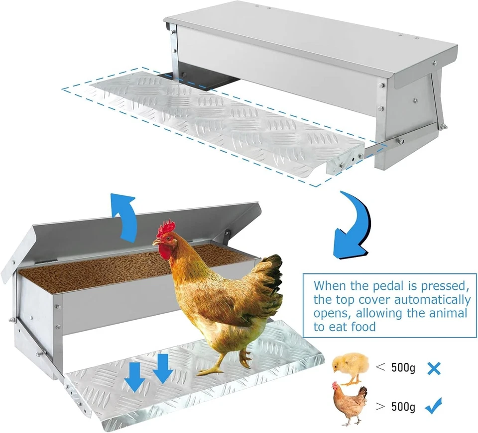 Automatic Chicken Feeder Rat-Proof Treadle Poultry Feeder Waterproof Steel 5kg - Image 2 of 4