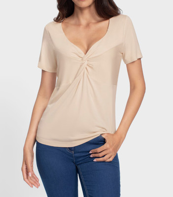 141833- Heine Damen Shirt kurzarm  T-Shirt elfenbein beige NEU Gr. 38 - 44