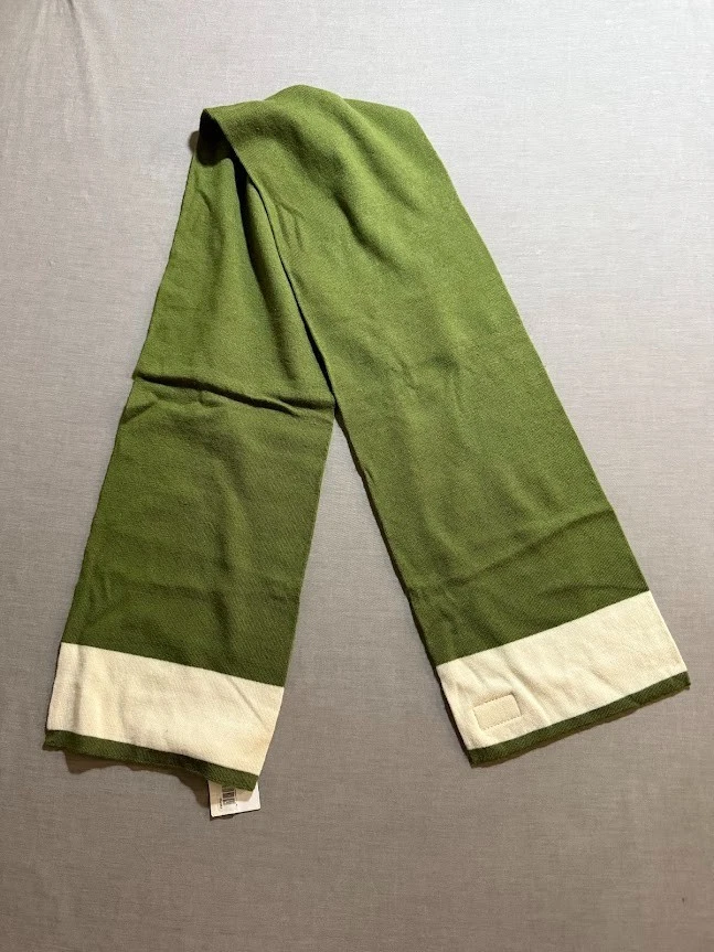 Bufanda Coach Para Hombre Verde Blanco Lana Merino Cálida Invierno Nueva Foto 3 de 4