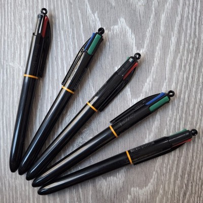 5x BIC 4 Colour PRO Druckkugelschreiber Schwarz Blau Rot Grün 1mm Spitzen Biro