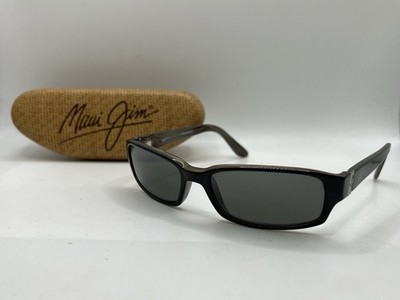 Maui Jim Atoll MJ 220-02 Gloss Black Neutral Grey Polarized Wrap Sunglasses