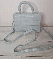 PRIMARK Ladies blue faux crocodile skin satchel / shoulder bag (B13)