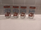 SET OF 4 RARE & VINTAGE 70s PEPSI TIFFANY STAINED GLASS DRINKING GLASSES