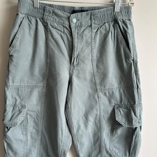 Aeropostale Women Utility Cargo Pants M Green Wide Leg Y2K Grunge