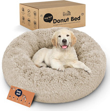 Donut Dog Bed - Premium Comfort for Anxiety Relief - Fluffy  Calming Design wit