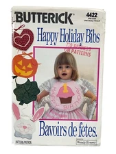 UNCUT FF Sewing Pattern Butterick 4422 Holiday Bibs Baby Infant Toddler