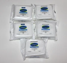 LOT (5) CETAPHIL GENTLE MAKEUP REMOVING WIPES SENSITIVE SKIN 25 TOWELETTES EACH