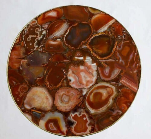 12x12 German Onex Agate Stone Side Table for Home Decor