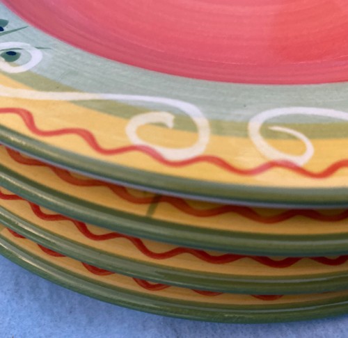 Set/4 Pfaltzgraff ~Garden Sunrise~ 8 1/2” Salad Plate, Earthenware Coral Green - Picture 8 of 10