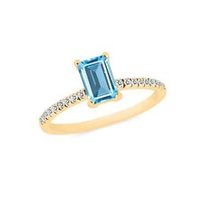 Natural Blue Topaz Gemstone Diamond Jewelry Gold Plated 925 Silver Ring