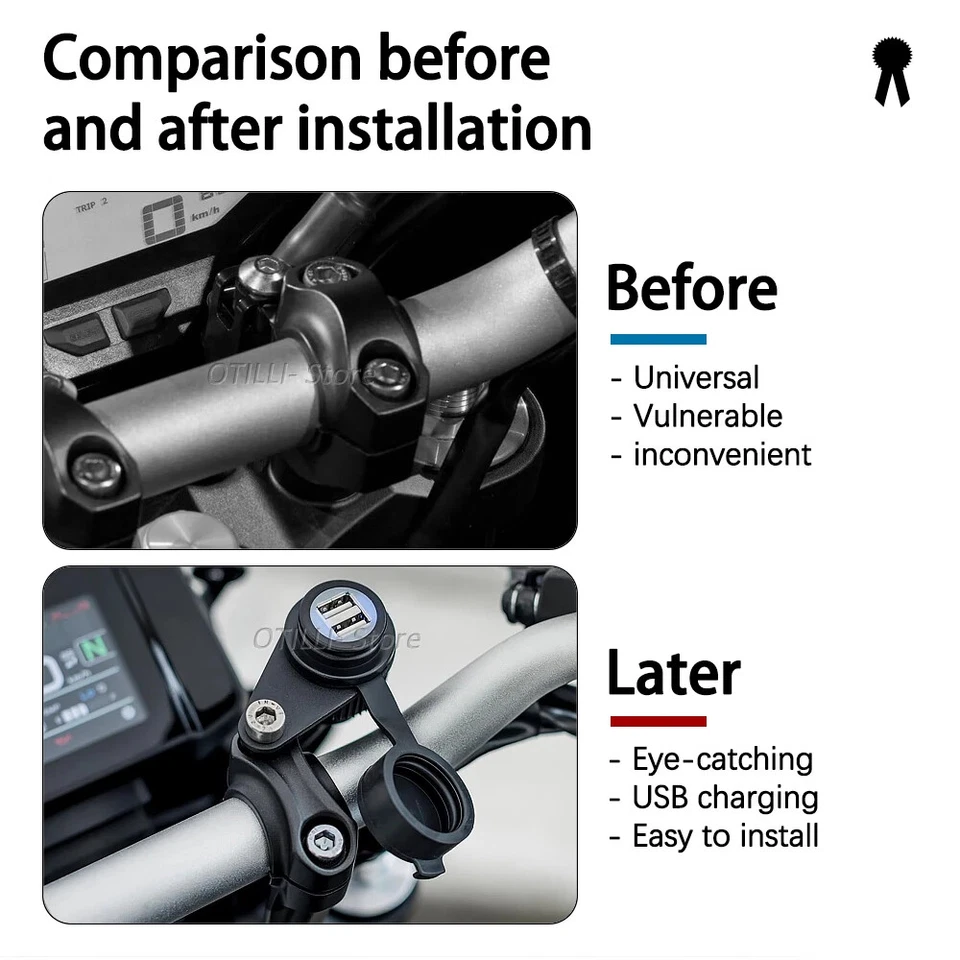 Adaptador Cargador USB Doble 12V Motocicleta Para Yamaha Tracer MT-07 MT-09 FZ-09 Foto 4 de 4