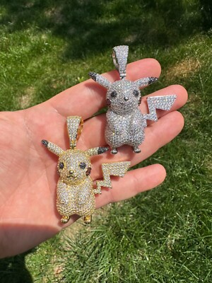 ネックレス　pika様 MOISSANITE Real 925 Silver/Gold Plated Iced Pickachu Pokemon
