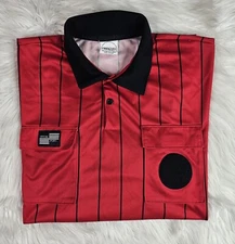 Official US Federation Soccer Referee Jersey Yellow size XL Striped Short Sleeve