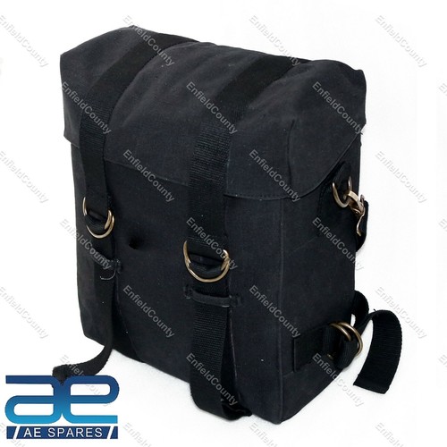 Fits Royal Enfield 350 500 Canvas Saddlebags Heavy Duty Black Pair - Bild 7 von 18