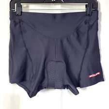 Souke Sports Women Sz L Padded Bike Shorts Athletic Solid Black Cycling Logo EUC