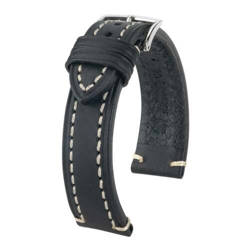 Hirsch Liberty Black Leather Watch Band - Zdjęcie 1 z 1