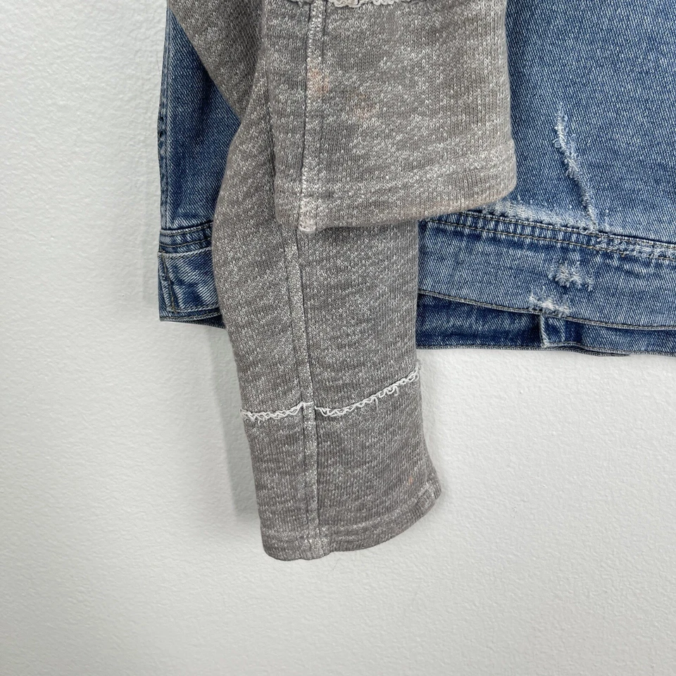 Черный заклепки куртка женщин M искусственно состаренный гранж синий Jean джинсовой ткани жилет вязаный свитер - Изображение 4 из 4