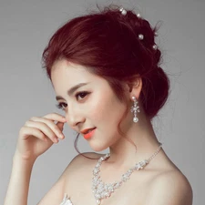 1 Ivory Pearl (Imitation) Stud With Scattered Rhinestones Bridal Wedding Hairpin