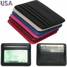 Mens Womens Leather Wallet Money Credit Card ID Holder Front Pocket Thin Slim