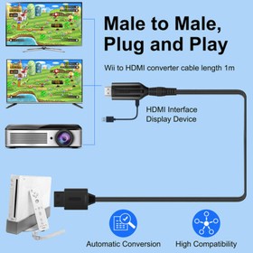 Wii to HDMI Adapter Converter Cable Full HD 1080P Plug& Play for Television PC*