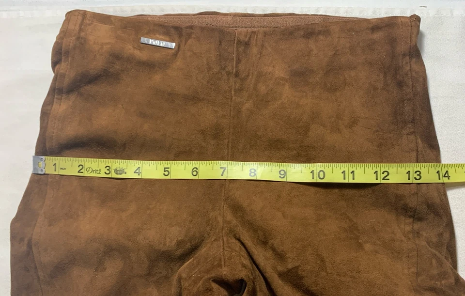 POLO RALPH LAUREN Leggings de Gamuza W 26” Marrón Elastizado Cremallera Pantalones al Tobillo Foto 4 de 4