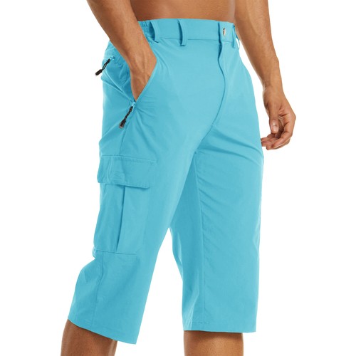 3/4 Length Cargo Shorts Multi-Pocket Quick Drying Casual Work Hiking Man's Pants - Picture 90 of 117