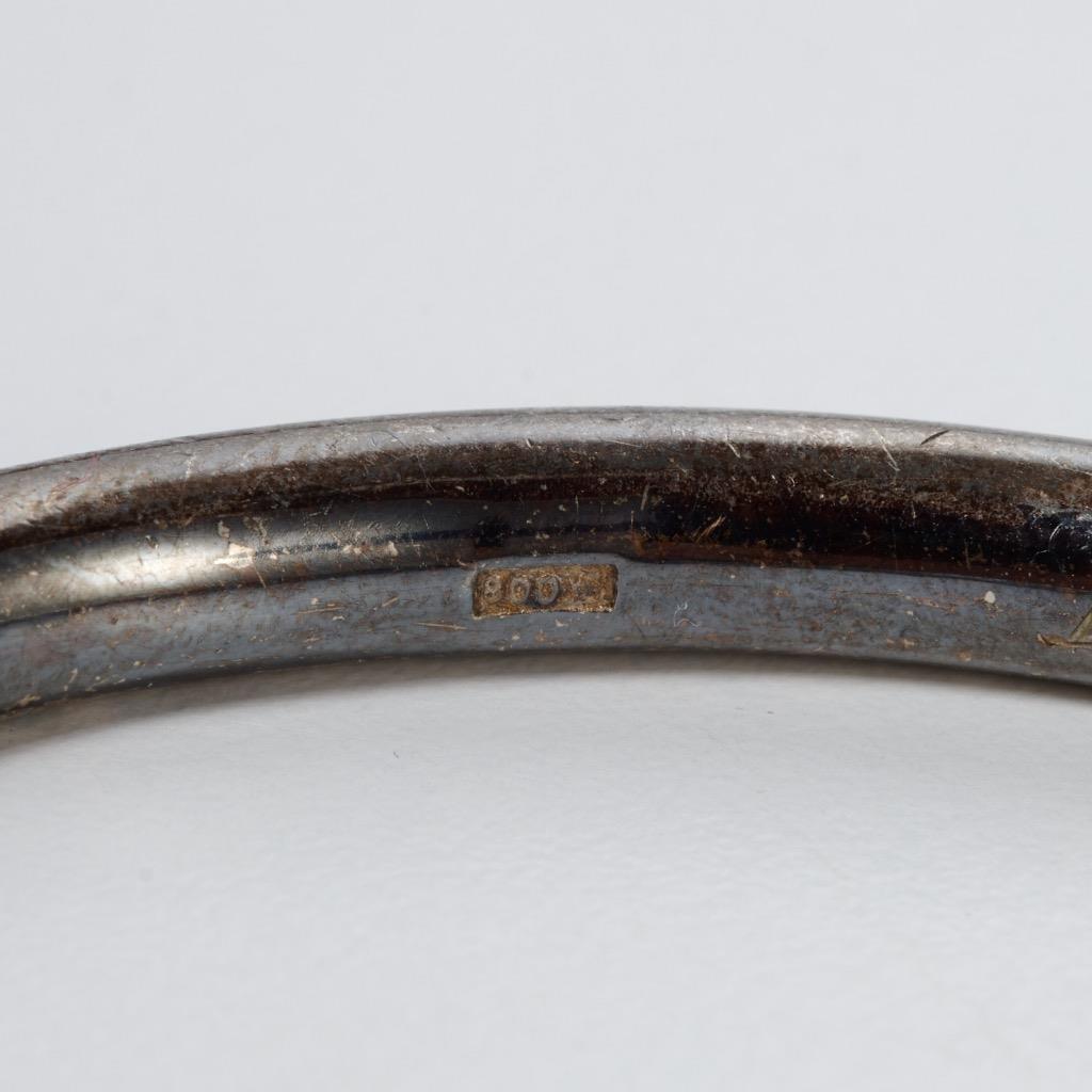 Antique 800 Silver Simple Plain Round Bangle Brac… - image 4