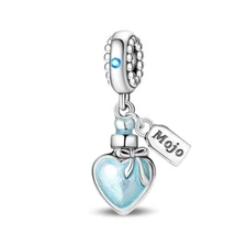 KUNSIR 925 Sterling Silver Blue Ocean Heart Wishing Bottle Charm For Bracelets