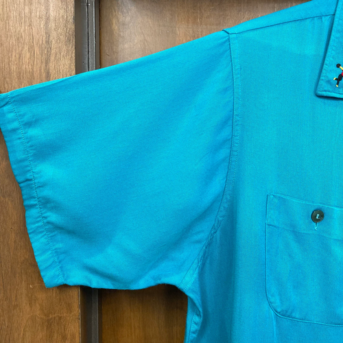 1950’s Bowling Shirt King Louie Gabardine Nudist Club Rockabilly Swing L XL - Picture 9 of 10