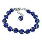 Murano Glass Bracelet Dark Blue Silver Handmade 15 Sommerso Beads Venice Italy