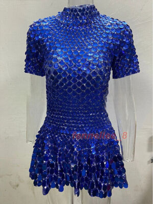 Sexy Shell Sequins Mini Dress Nightclub Dance Performance Clothing Bodysuit  | eBay