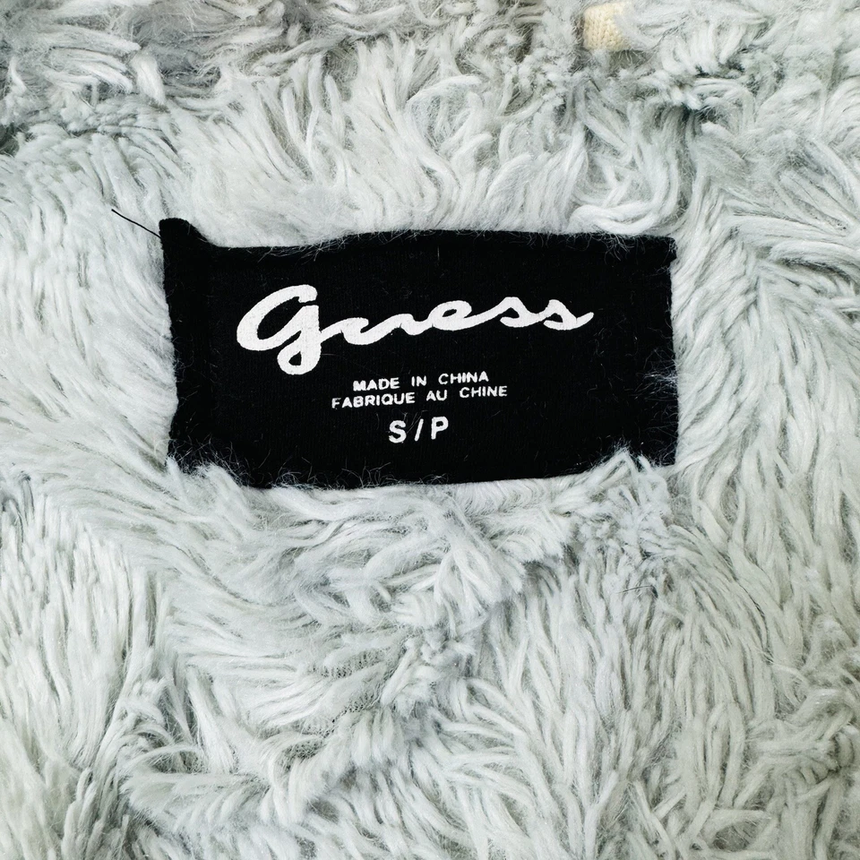 Guess джинсы молнии толстовка с капюшоном черный искусственного меха с подкладкой Y2K хип-хоп 90-х хипстер гранж - Изображение 3 из 4