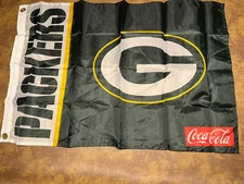 green bay packers cocacola flag green 31x20 grommets 