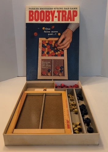 Vtg Original 1965 Booby-Trap Boardgame Spring Bar Game by Parker Brothers Works