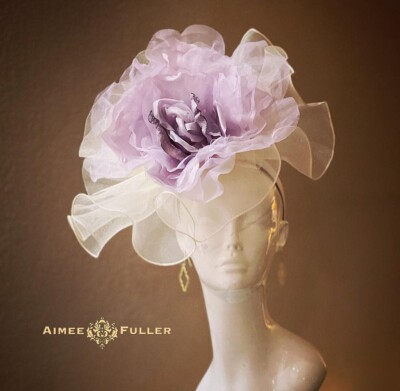Elegant White and Purple Fascinator PAOLA FASCINATOR HAT - Lilac and Ivory - Gold Coast Couture main image 3