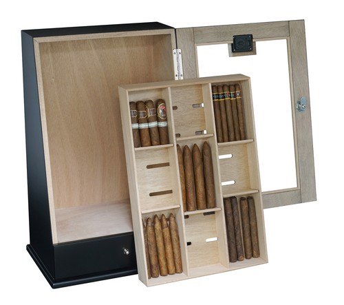 Hand Made 100+ Cigar Humidor Humidifier Mahogany Wooden Case Box Hygrometer 67b - Picture 2 of 6