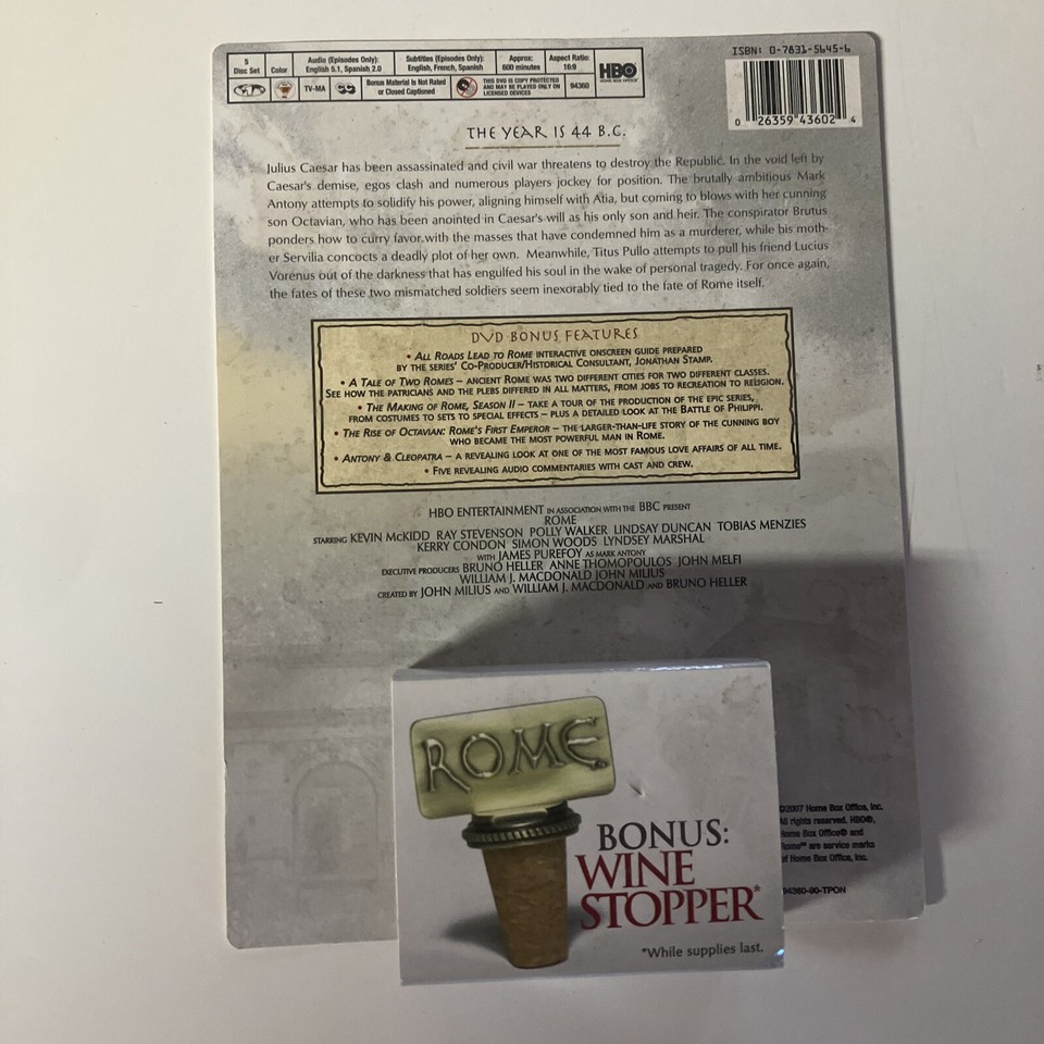 HBO Series ROME Wine Bottle Stopper Metal Cork Collectible DVD Bonus