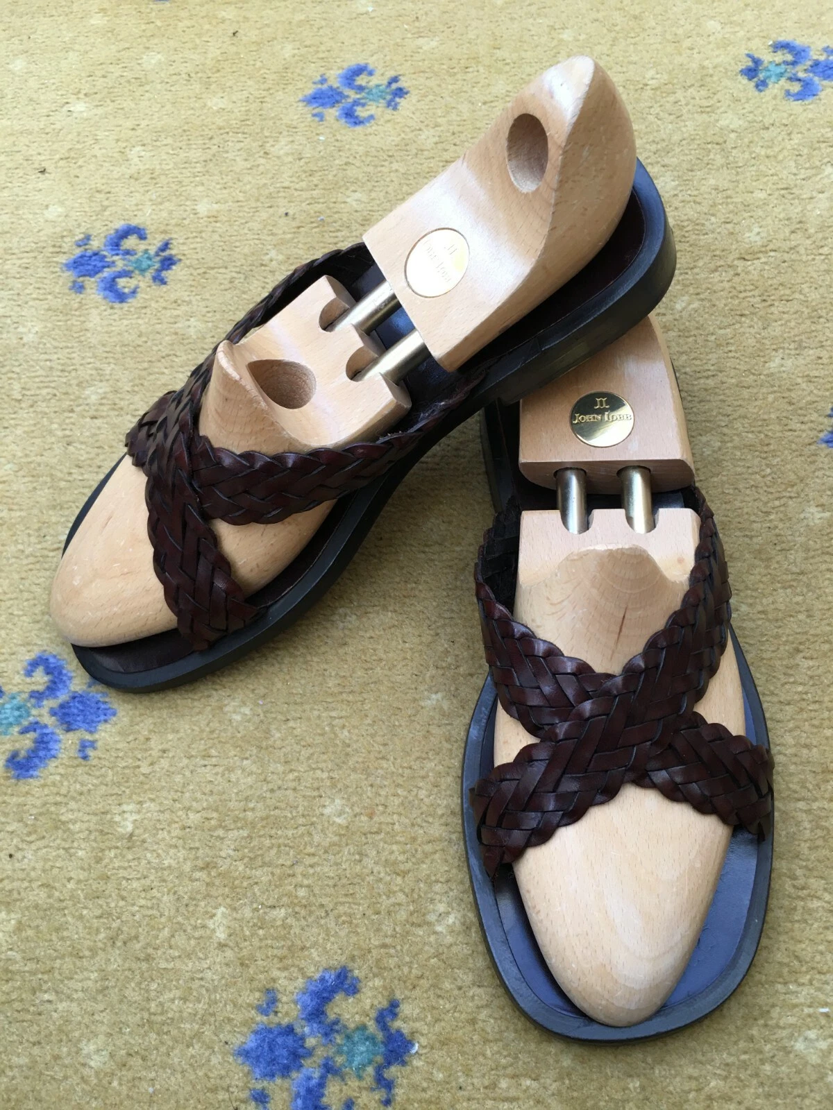 Gucci Sandales Cuir Chaussures Marron Tressé Sangle Décoratif Homme UK 9 US 10 EU 43