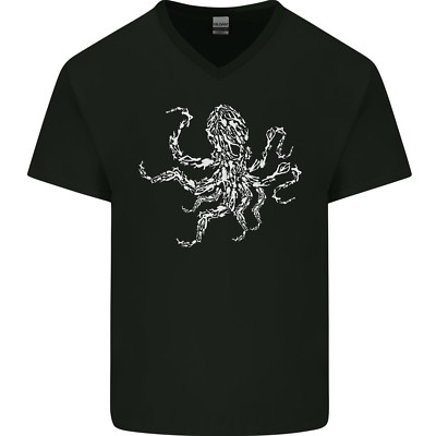 Scuba Diving Octopus Diver Cthulhu Kraken Mens V-Neck Cotton T-Shirt