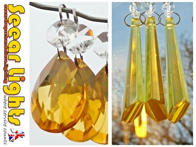 Orange Kronleuchter Glas Kristalle Perlen Tropfen Retro Sonnenfänger Prismen Teile
