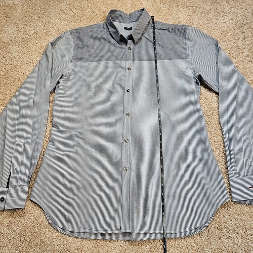 Camicia Paul Smith con bottoni uomo taglia L slim skinny fit grigia a righe bicolore - Foto 4 di 15