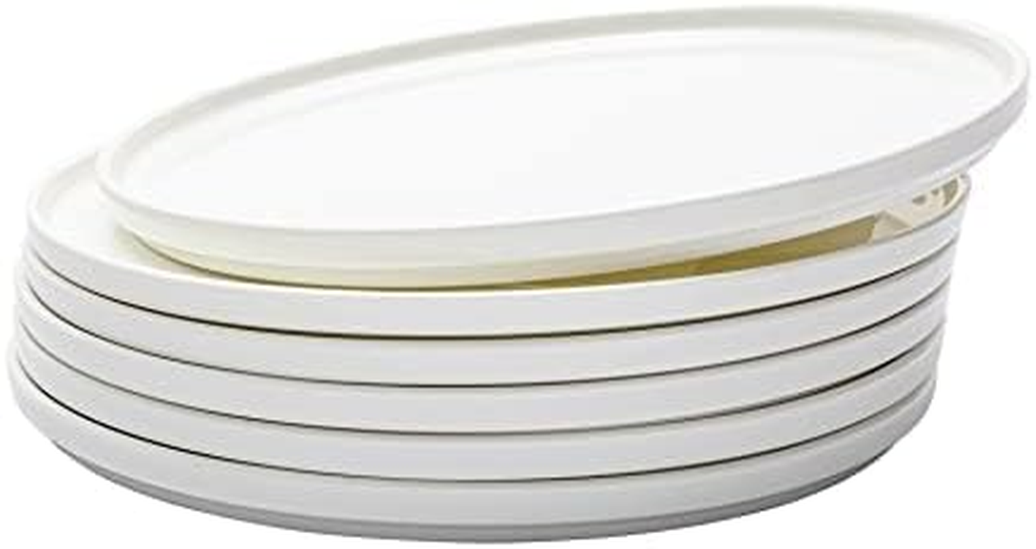Dinner Plate, Set of 6 White Plates, Bone China, Stackable 10 Inch Dinner Plates