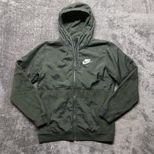 Nike Hoodie Mens Medium Green Full Zip Long Sleeve Club Fleece Athleisure Gym
