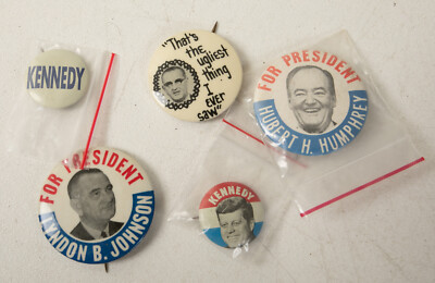 Democratic President Campaign Buttons (B7A) Johnson Humphrey (JSF6) Ugliest