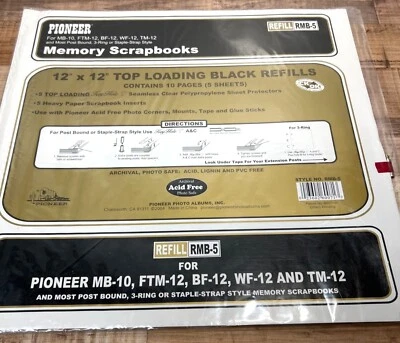 Pioneer 12" X 12" Black Scrapbook Refill Pages For MB-10 FTM-12 BF-12 WF-12 TM-1 - Image 1 of 4