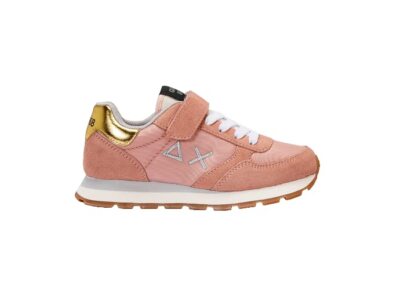 SUN 68 MÄDCHENSCHUH AUS WILDLEDER UND STOFF ROSA Z43402B ROSA + SILBER
