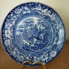 Antique Victorian 'Nuneham Courtney' Pattern Dinner Plate, with Rose Border 24cm