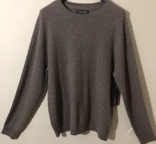 Christian Lacroix Sweater Mens Pullover 2-Ply Cashmere Unique Knitting Tan Sz XL