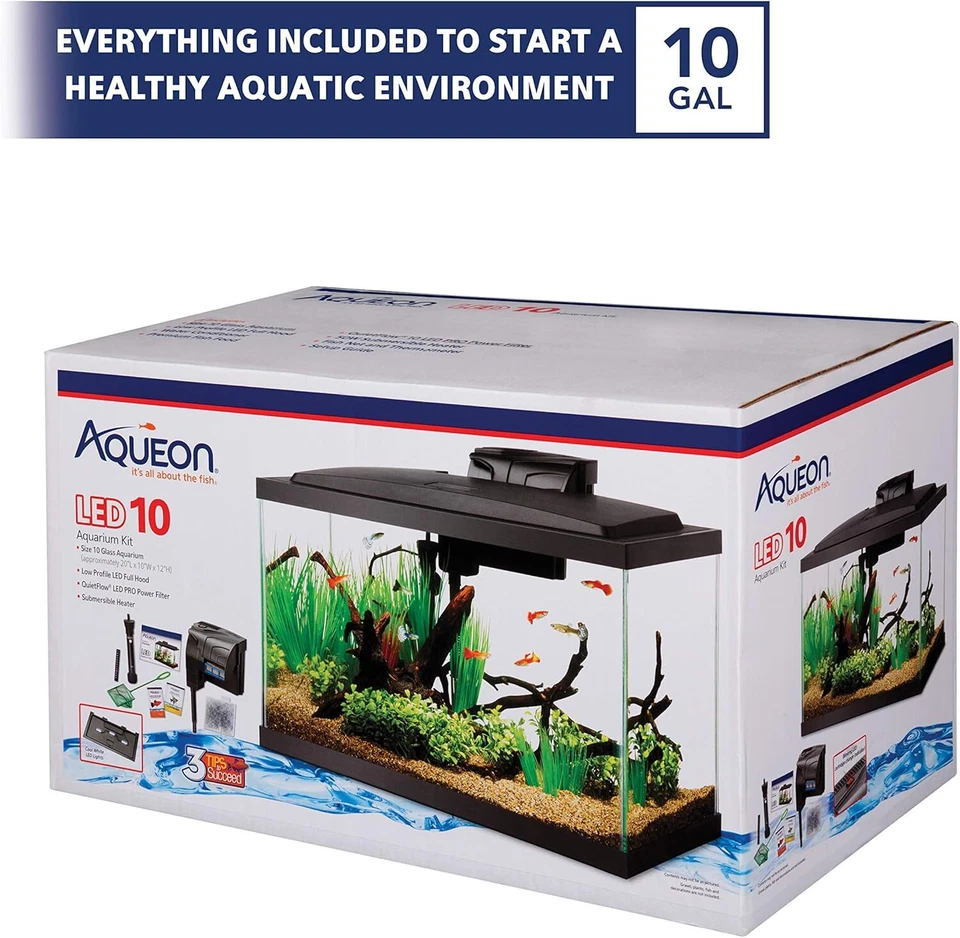 Aqueon Aquarium Fish Tank Starter Kit with LED Lighting 10 Gallon Fish Tank - Image 2 of 4