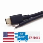 5pcs 25cm USB C Type-C  Male Plug Cable 2 wires Power Pigtail Cable Cord DIY -US